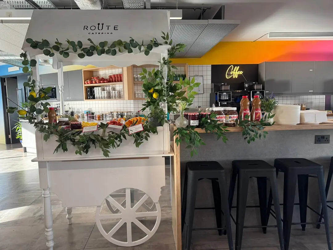 Live pancake station London - Route Catering serving fresh pancakes at Faculty AI office