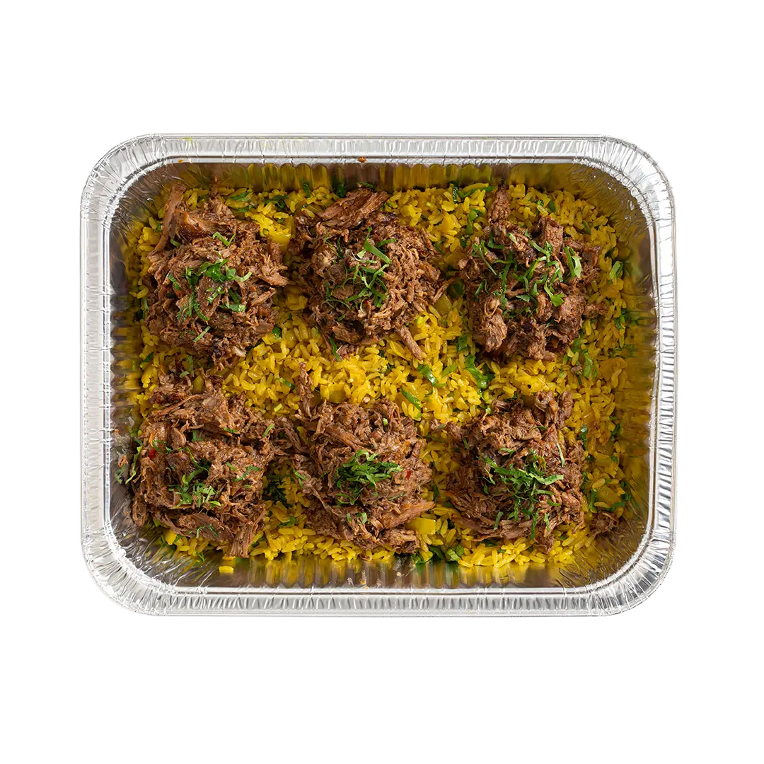 Slow Cooked Pulled Lamb with Lemon and Herb Brown Rice (Serves 6)