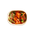 Route Catering smoked salmon lunch box with carrot salad, barley and rainbow vegetables for pescatarian London office lunch delivery