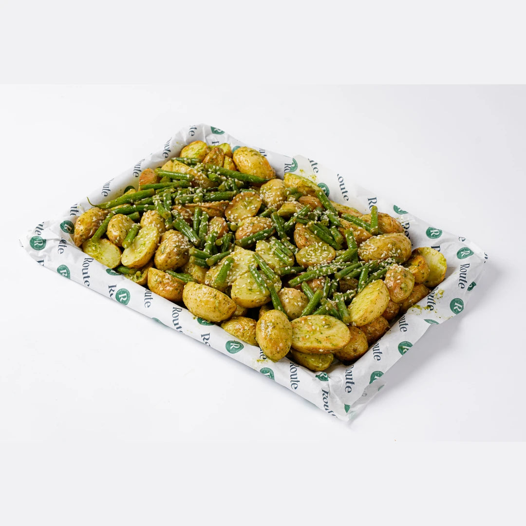 Baby potato and green beans salad platter, serves 6, catering London, Route Catering