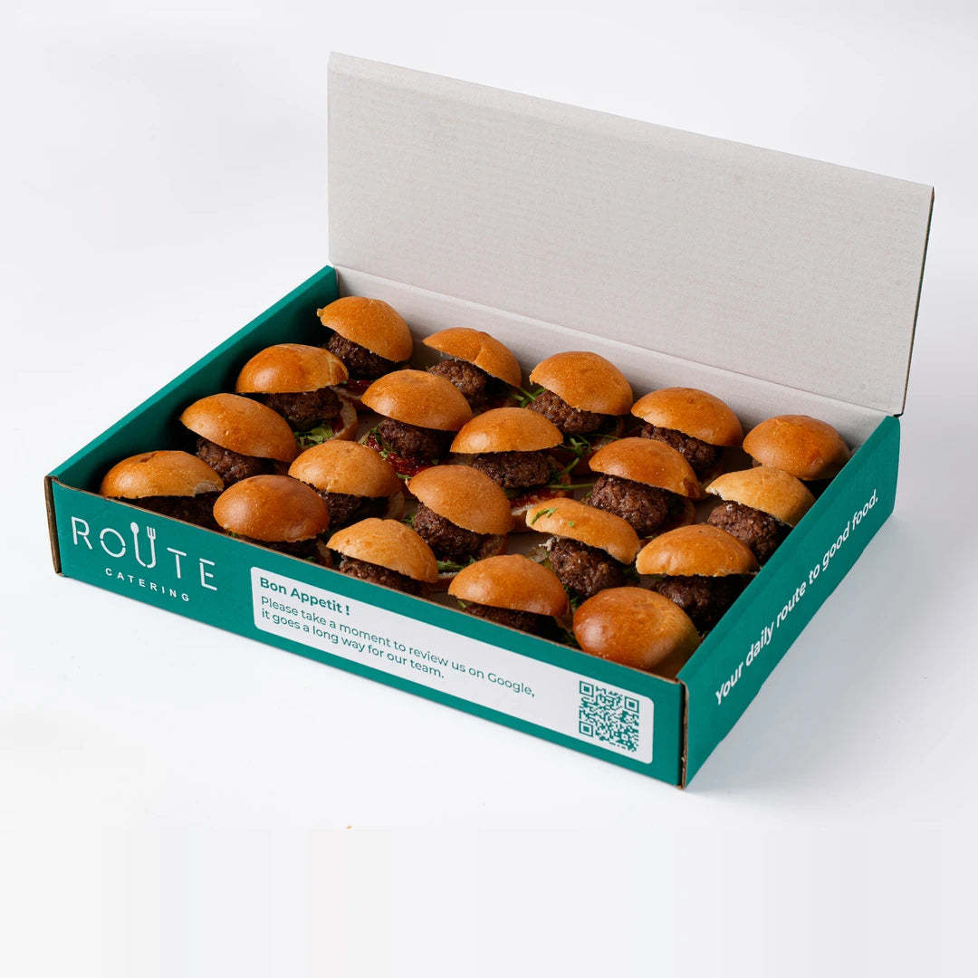 Beef slider platter, 20 per platter, corporate catering London, Route Catering (3)