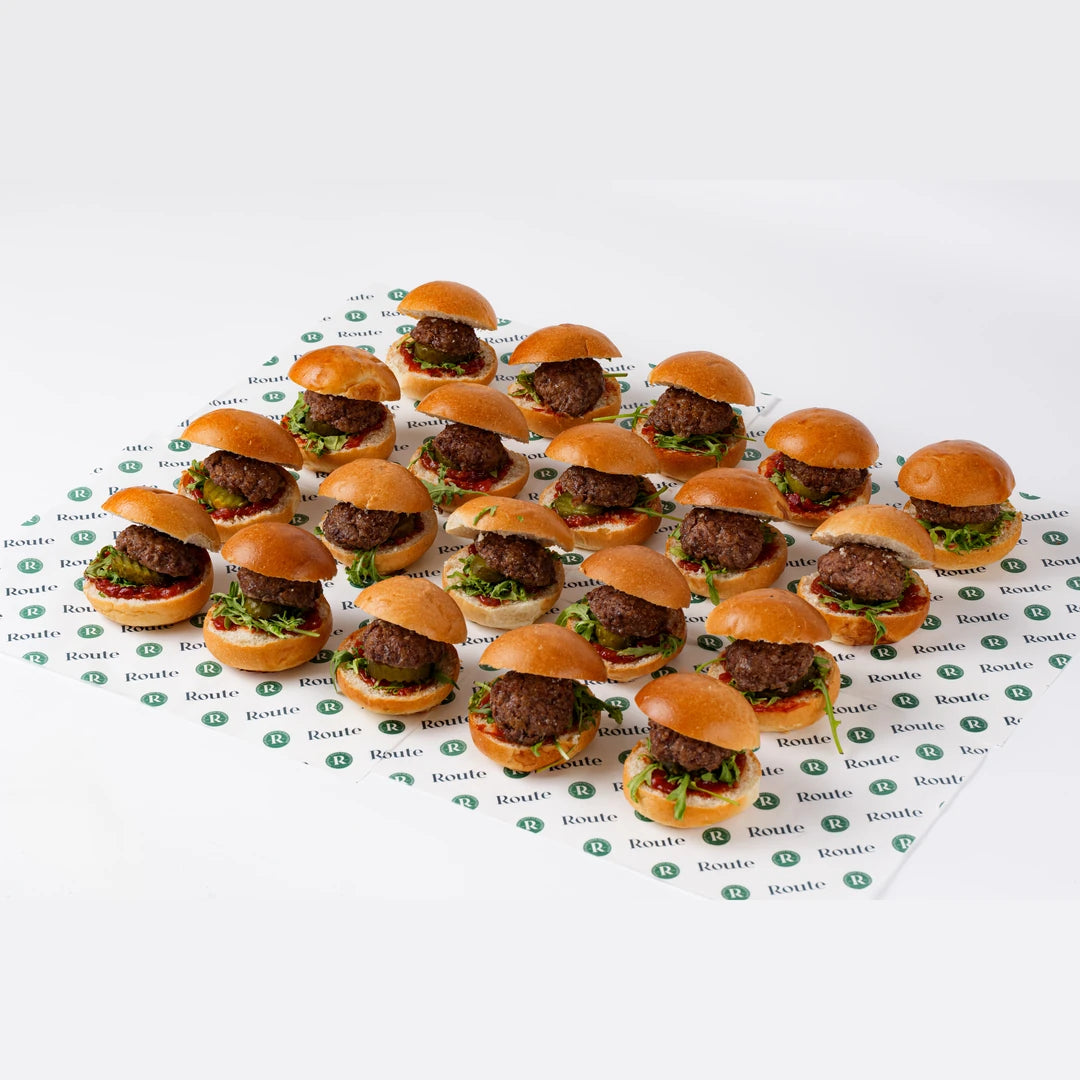 Beef slider platter, 20 per platter, corporate catering London, Route Catering