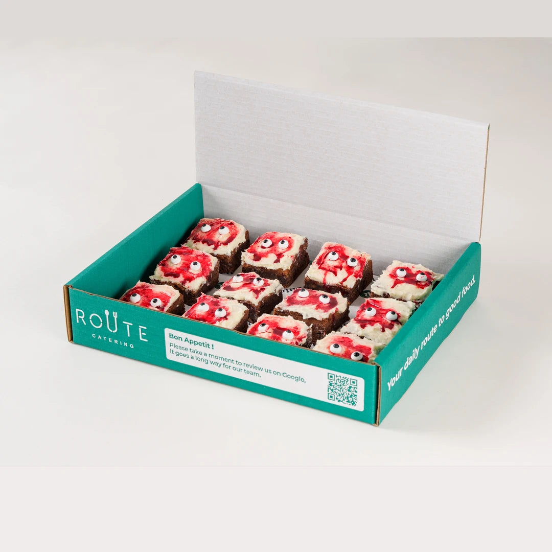 Bloodshot Brownie delivery box opened - Route Catering