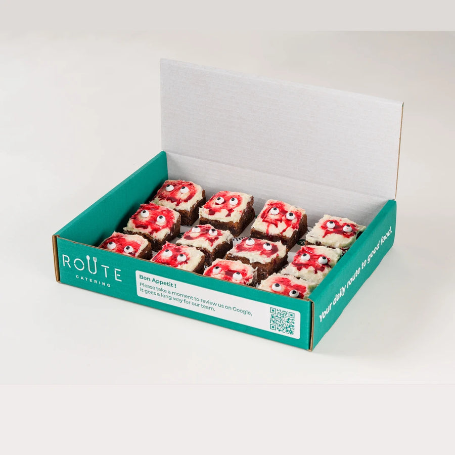 Bloodshot Brownie delivery box opened - Route Catering