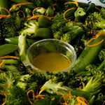 Broccoli, sugar snap peas and orange zest, healthy office catering London