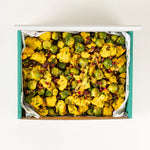 Cauliflower and Brussels Sprouts Salad in a Route Catering delivery box from above