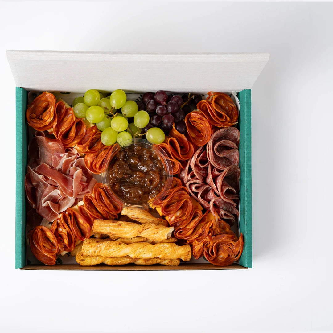 Cured meats with chutney and cheese straws, office catering London, Route Catering