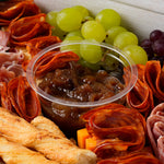 Close up of cured meats, grapes and chutney, Route Catering London