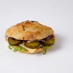 Cheese ploughman's focaccia, vegetarian sandwich catering London, Route Catering