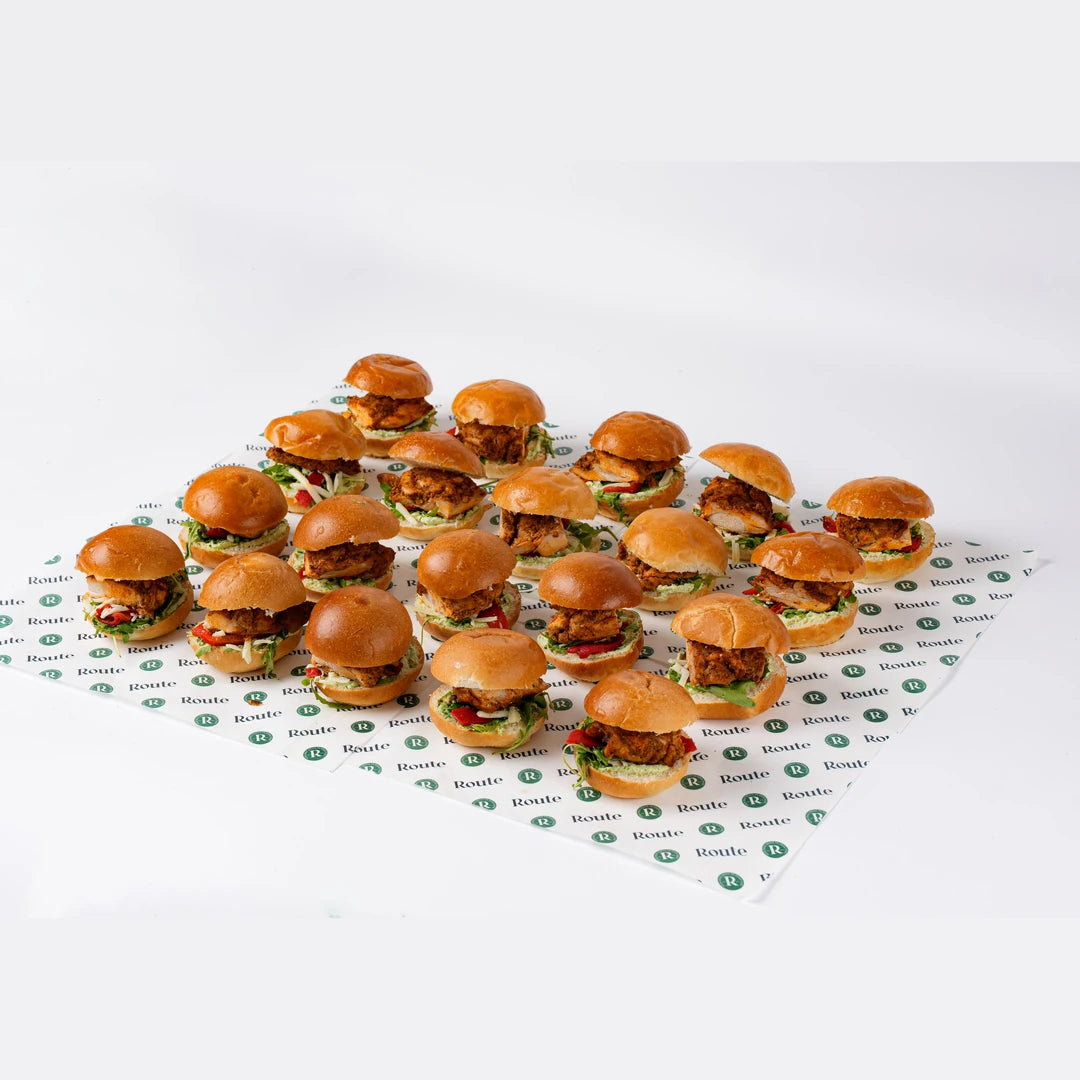 Chicken slider platter, 20 per platter, corporate catering London, Route Catering
