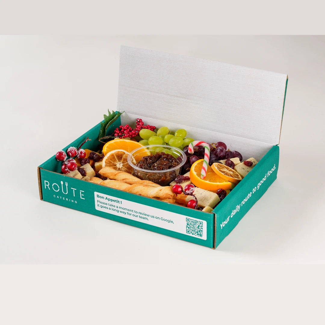 Christmas Cheese Platter in a Route Catering delivery box