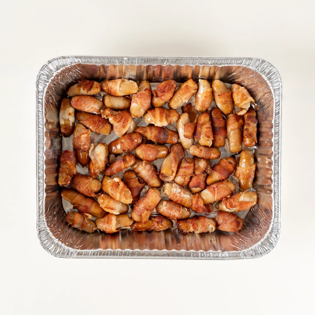 Christmas Dinner Platter pigs in blankets in a foil tray - Route Catering