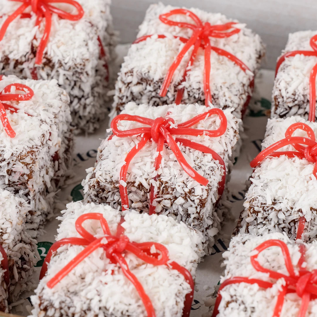 Close-up of a Christmas snow square cake - Route Catering