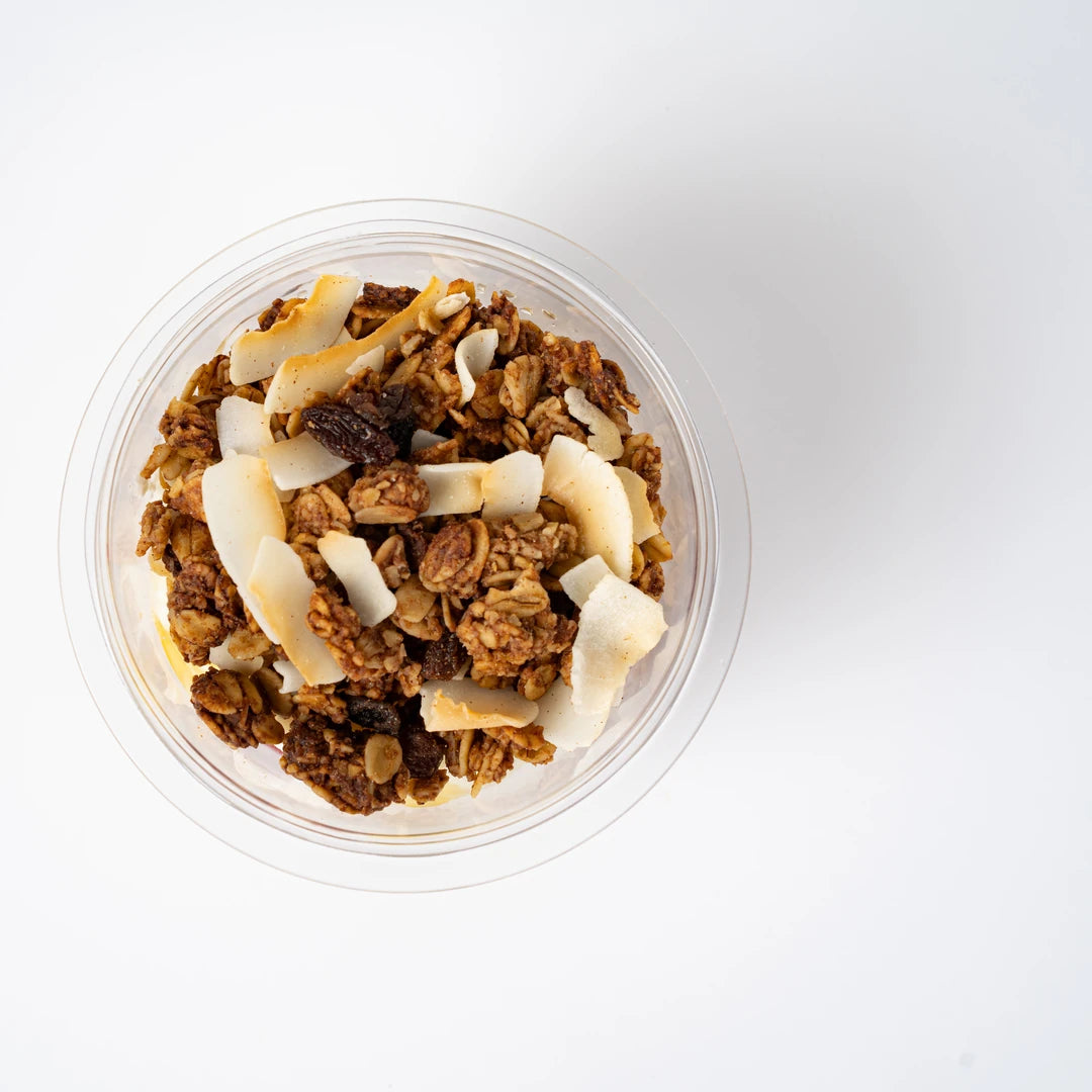 Gluten free granola with yogurt and berry compote, breakfast catering London, Route Catering