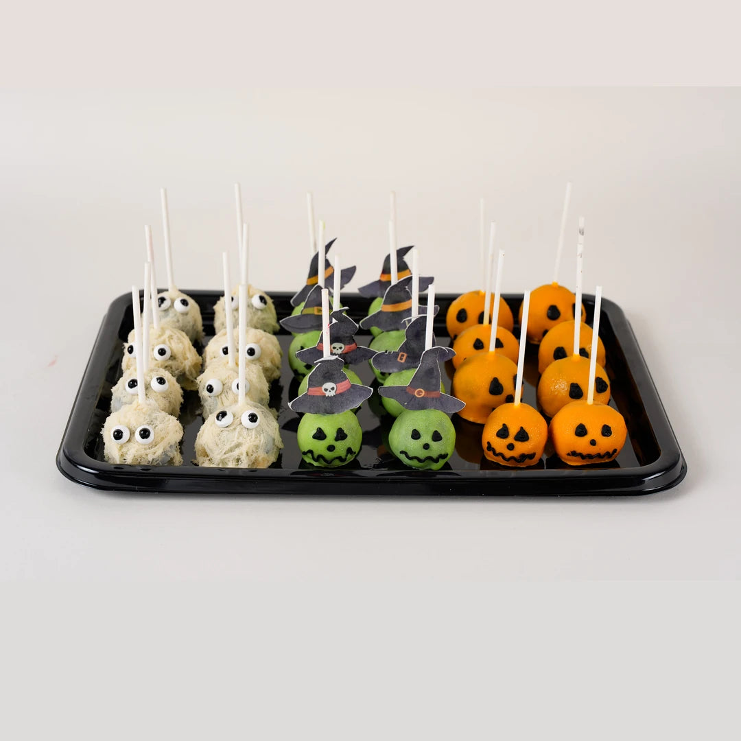 Halloween Cake Pops platter of 20 with pumpkin, skull, witch and mummy designs - Route Catering