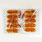 Hot Dog Fingers Halloween platter of 20 severed finger hot dogs in brioche rolls - Route Catering