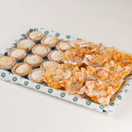 Mince Pies, Two Ways platter, angled view of classic and filo mince pies - Route Catering