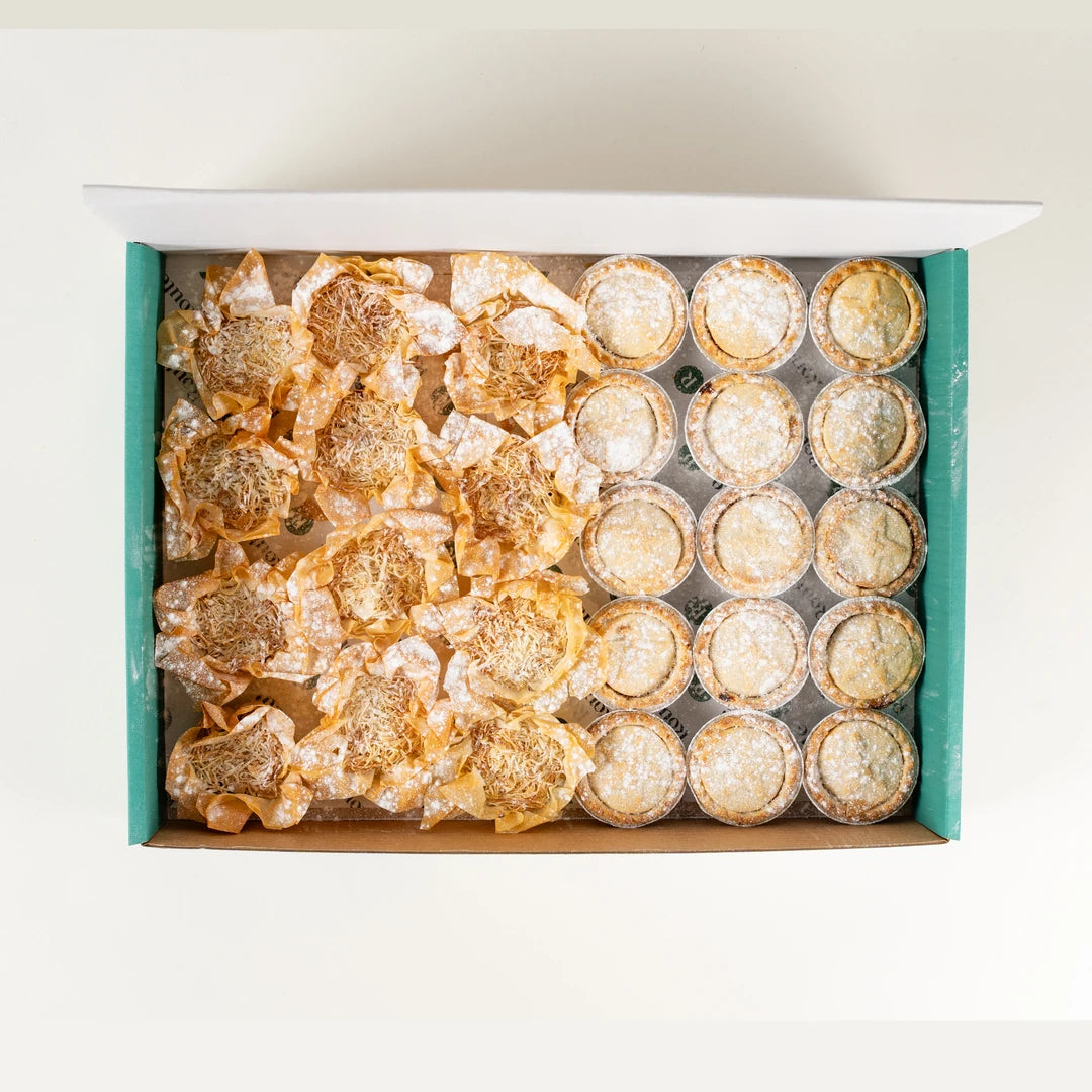 Mince Pies, Two Ways in a Route Catering delivery box from above