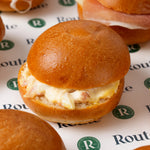 Mini breakfast roll with boiled egg and bacon, Route Catering London