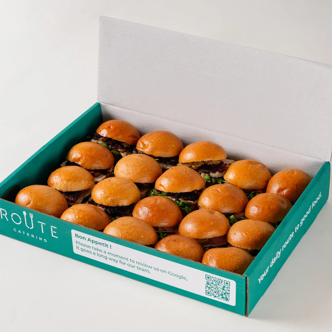 Mini Christmas Sandwich Platter delivery box opened - Route Catering