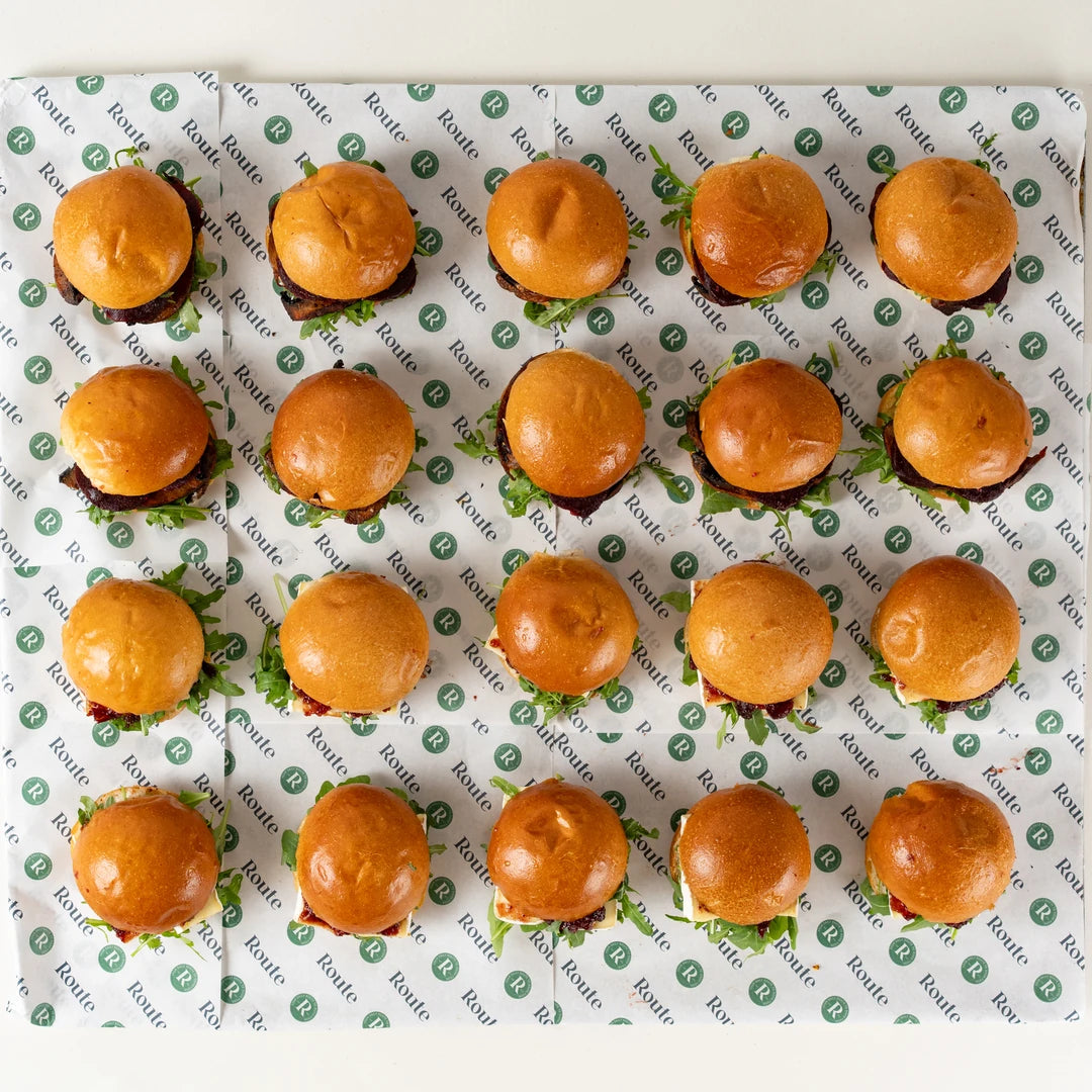 Mini Christmas Sandwich Platter of 20 brioche rolls with festive fillings from above - Route Catering