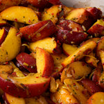 Peach salad with pomegranate molasses and mint, office catering London