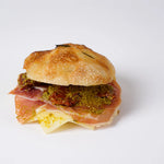 Prosciutto and mozzarella focaccia, sandwich catering London, Route Catering