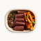 Beef Lunch Box with salt beef, red quinoa salad and carrot and parsnip salad from above - Route Catering