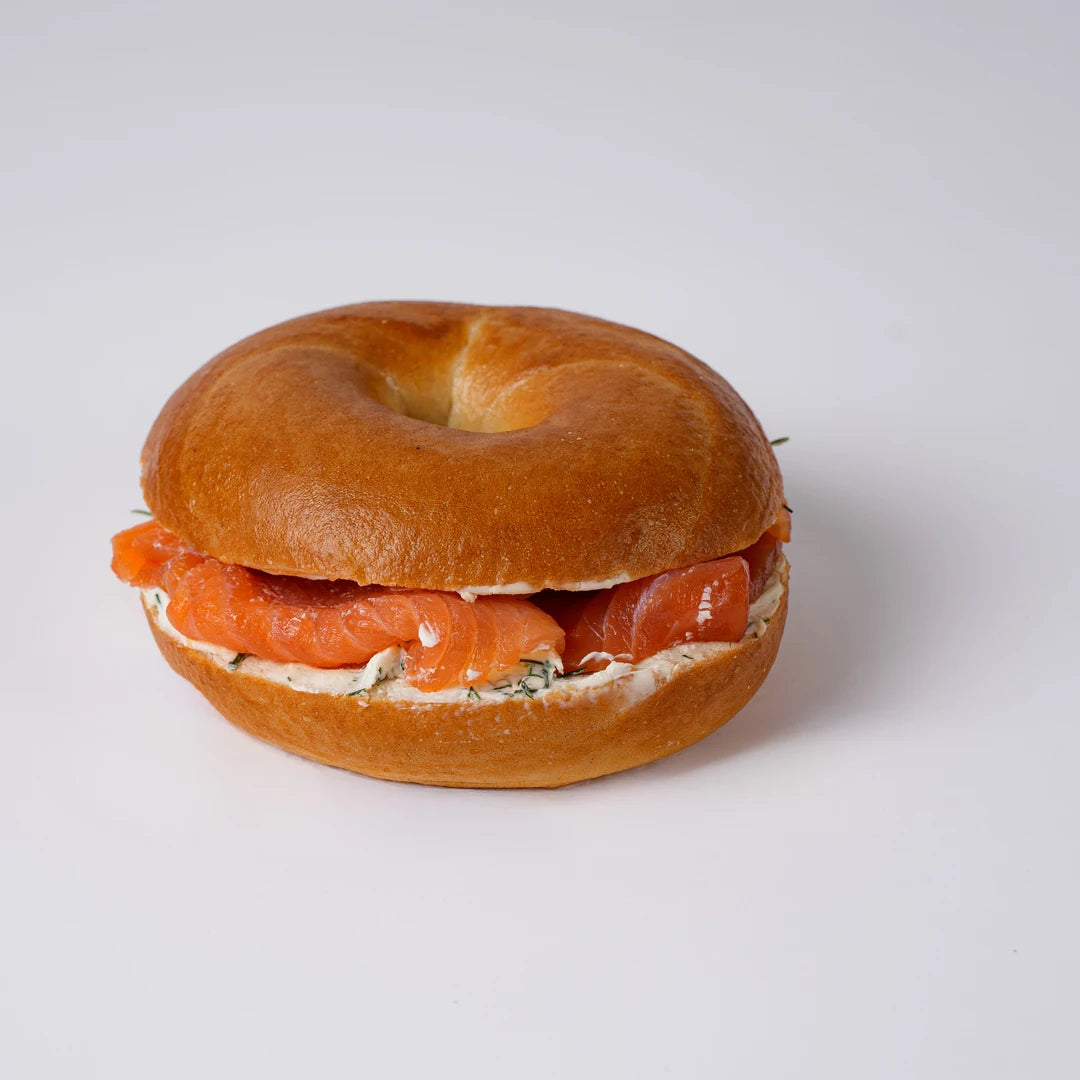 Smoked salmon and cream cheese bagel, breakfast catering London, Route Catering