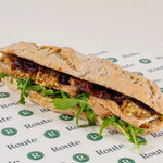 Turkey and Cranberry Baguette, side view of the seeded baguette - Route Catering