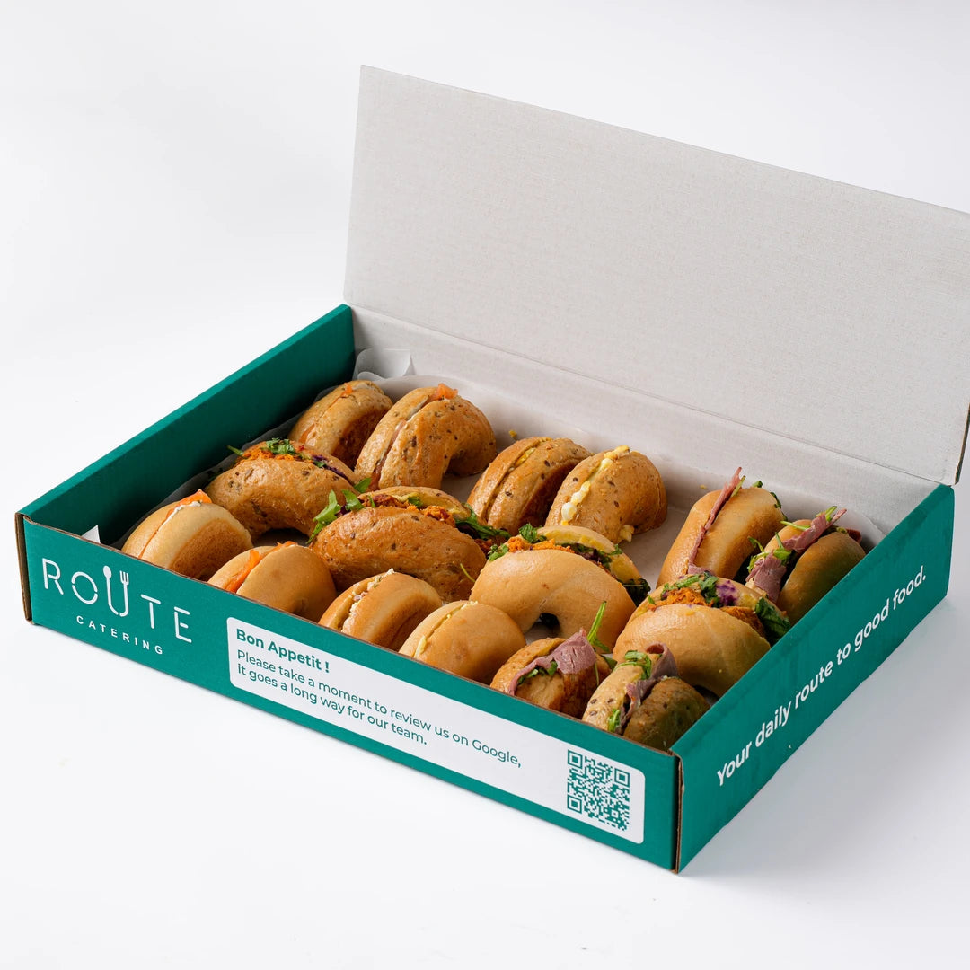 Variety bagel platter, serves 8, breakfast catering London, Route Catering (3)