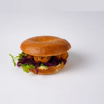 Vegan kofta and hummus bagel for office breakfast catering, Route Catering London