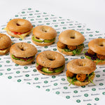Vegetarian bagels in Route Catering delivery box, London