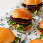 Close-up of a vegetarian mini Christmas roll with maple beetroot - Route Catering