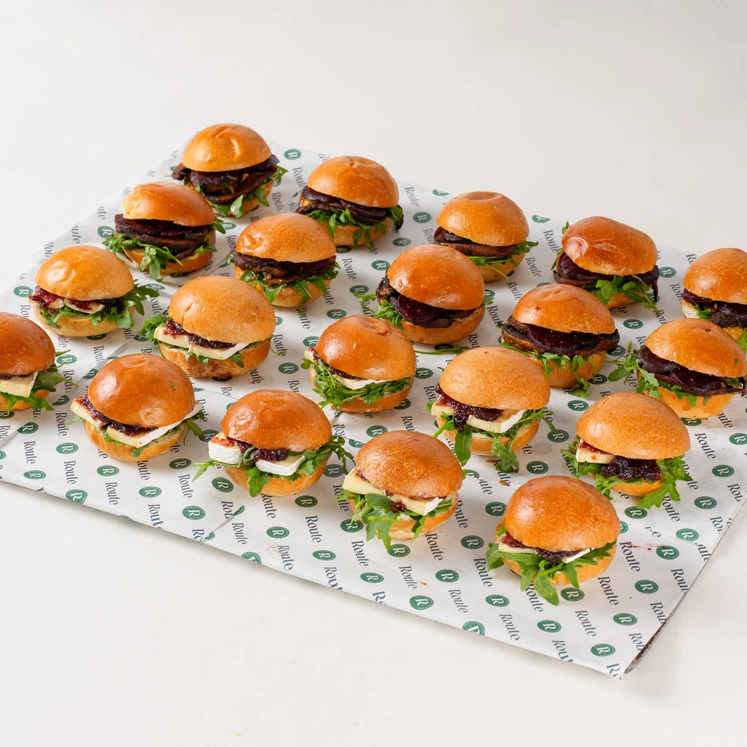 Vegetarian Mini Christmas Sandwich Platter of 20 brioche rolls with brie, cranberry and beetroot fillings - Route Catering